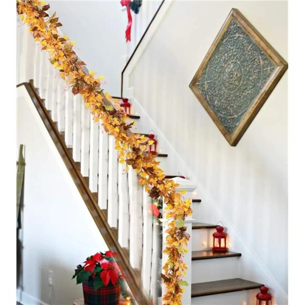 2 Pack Maple Leaf Vine Garland, 6.5 Ft/Piece Artificial Autumn Foliage